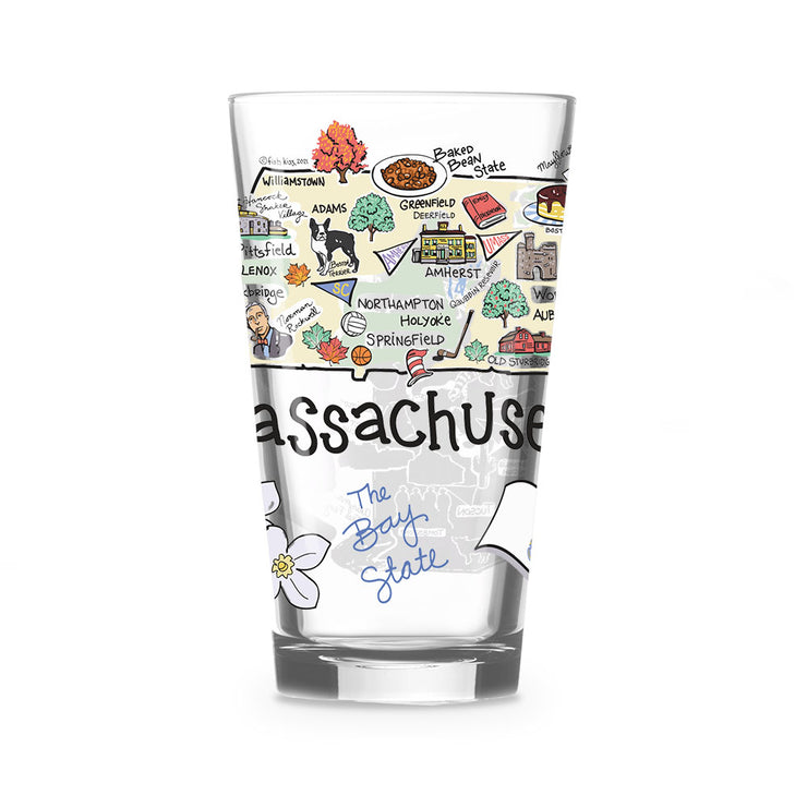 Custom Massachusetts 16 oz. Glass