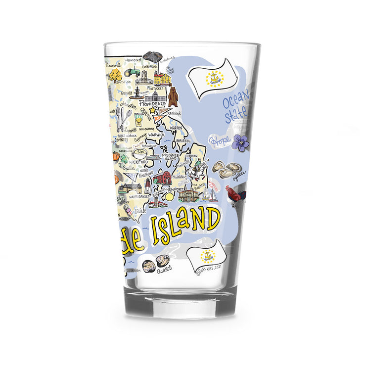 Custom Rhode Island 16 oz. Glass