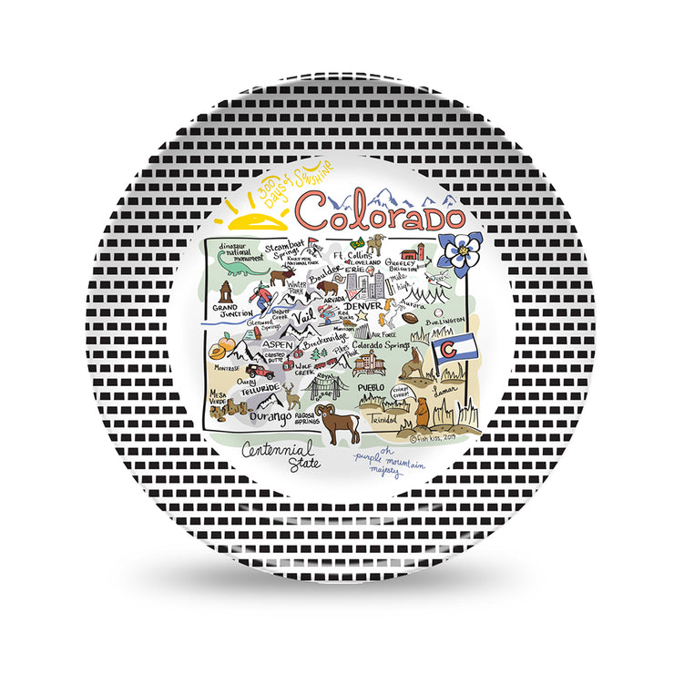 Colorado Map Black & White Plate