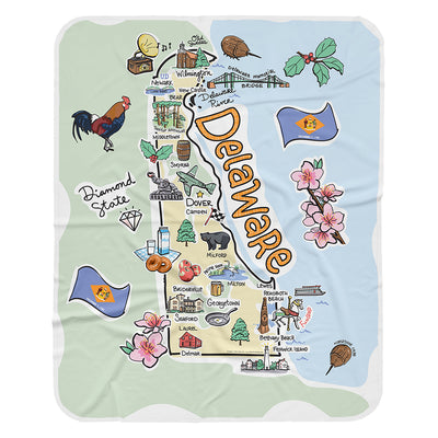 Delaware Map Baby Blanket - JERSEY