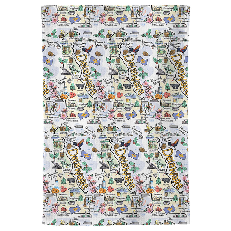 Delaware Map Repeat Kitchen Towel