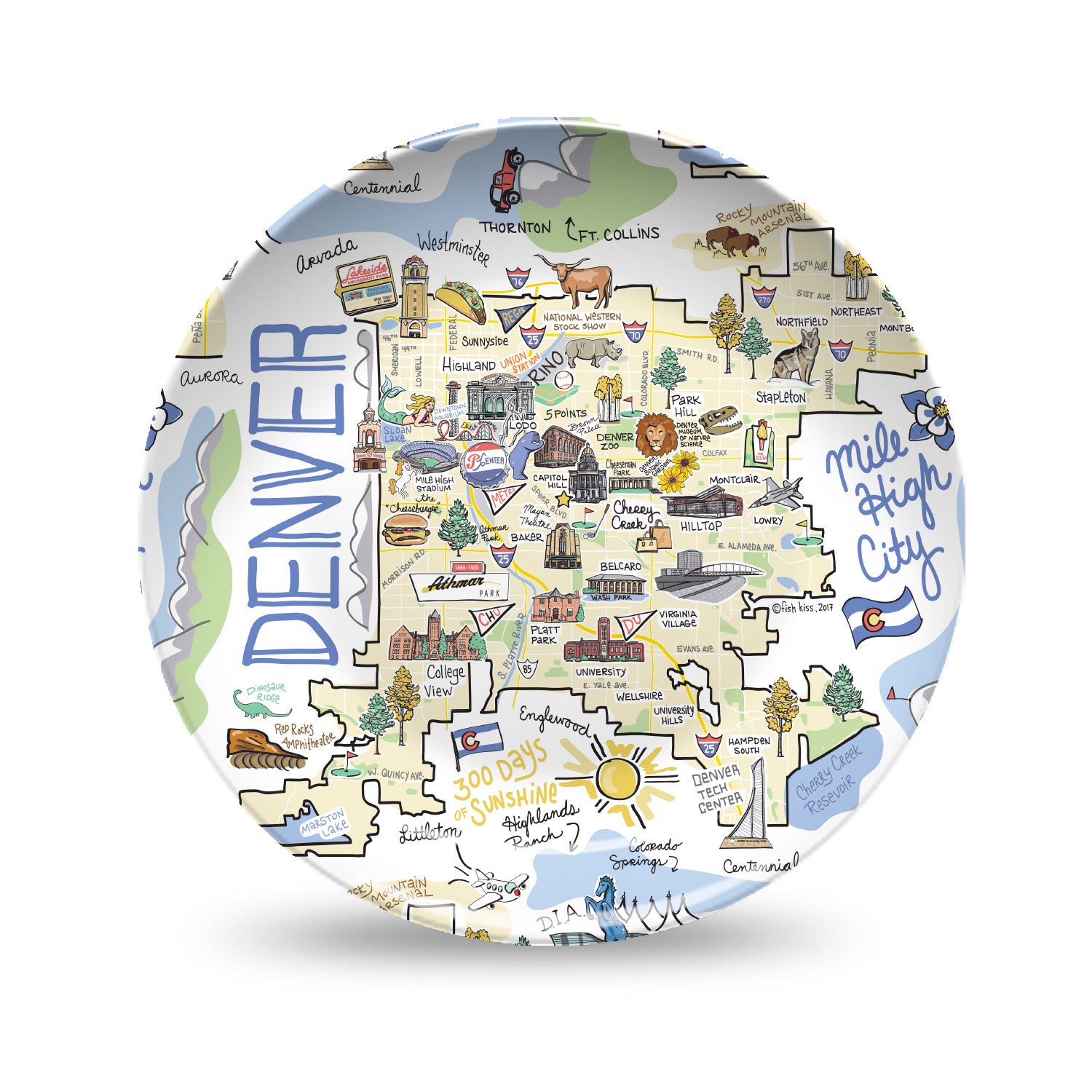 Denver City Map Plate – Fish Kiss