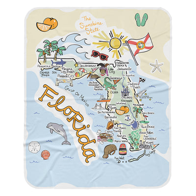 Florida Map Baby Blanket - JERSEY