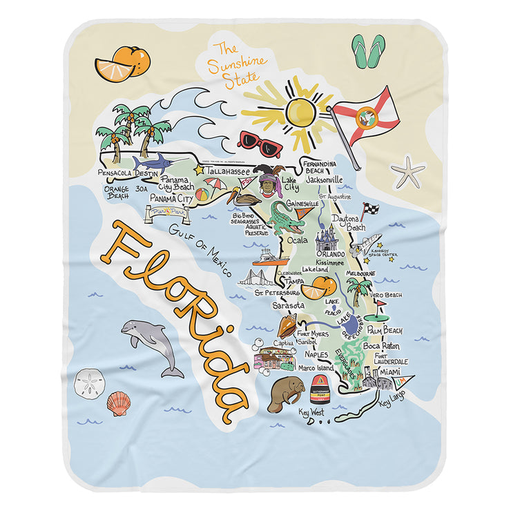 Florida Map Baby Blanket - JERSEY