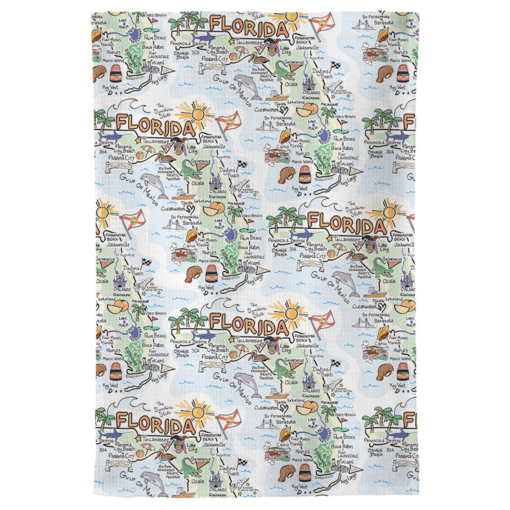 Florida Map Repeat Kitchen Towel