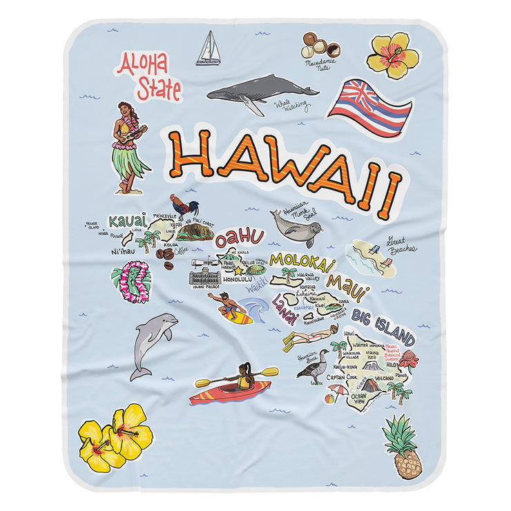 Hawaii Map Baby Blanket - JERSEY