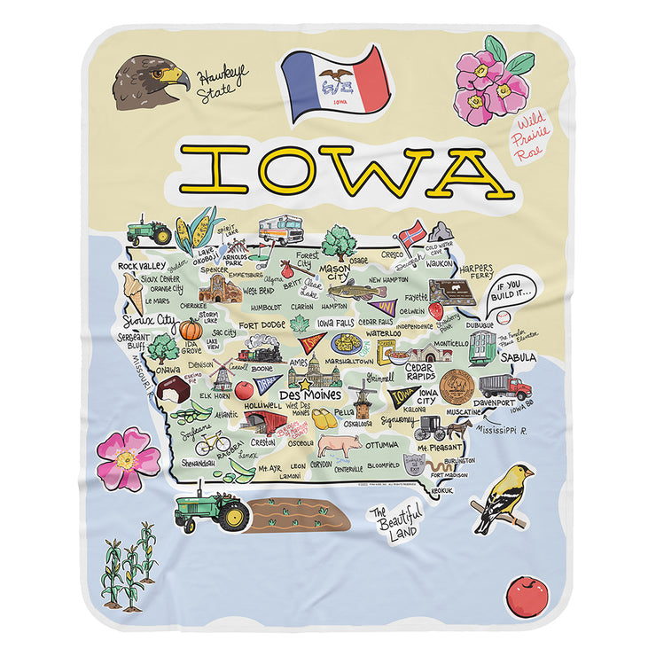 Iowa Map Baby Blanket - JERSEY