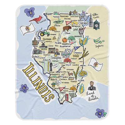 Illinois Map Baby Blanket - JERSEY