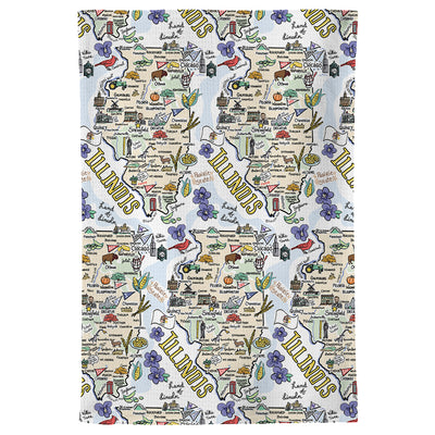 Illinois Map Repeat Kitchen Towel