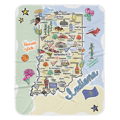 Indiana Map Baby Blanket - JERSEY
