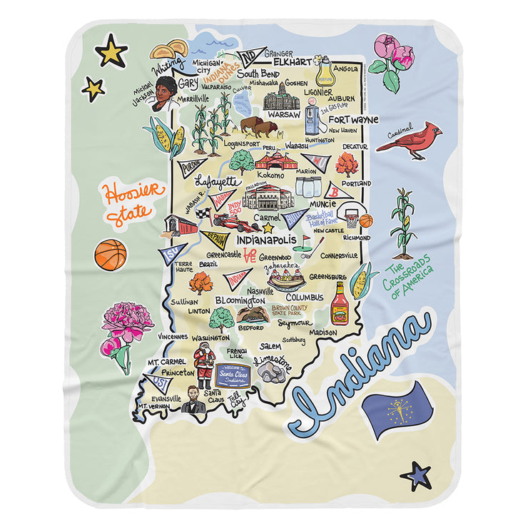 Indiana Map Baby Blanket - JERSEY
