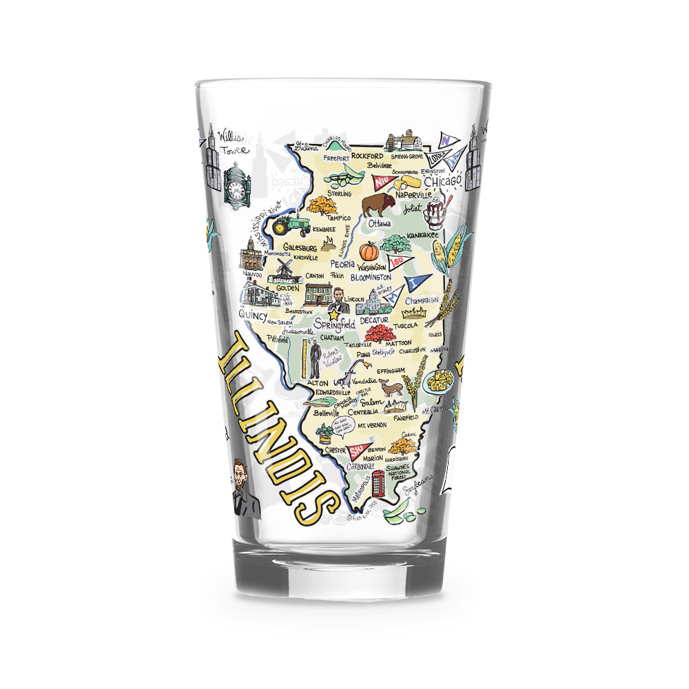 Illinois Map Glass