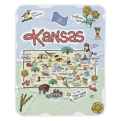 Kansas Map Baby Blanket - JERSEY