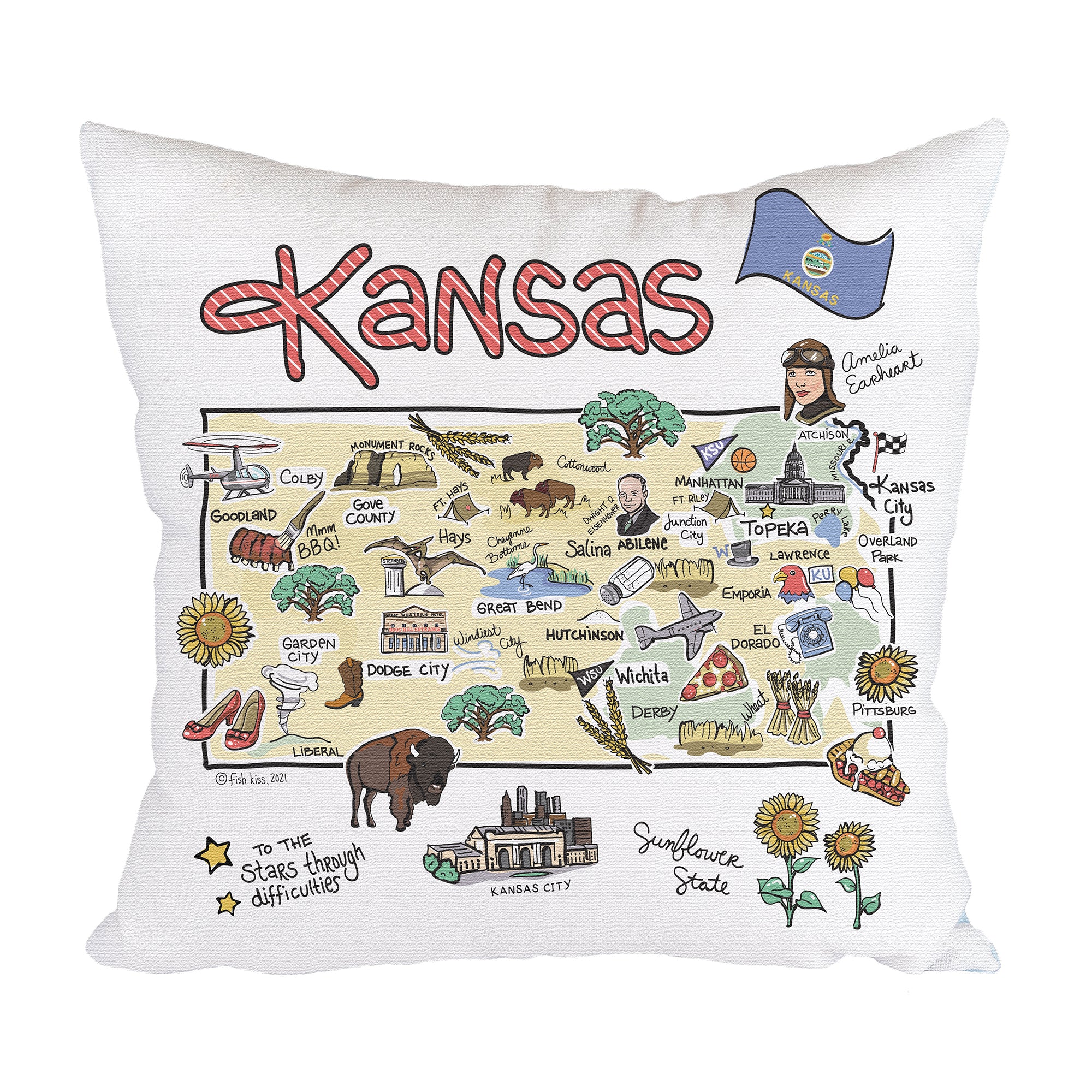 Kansas Map Pillow