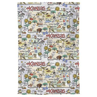 Kansas Map Repeat Kitchen Towel