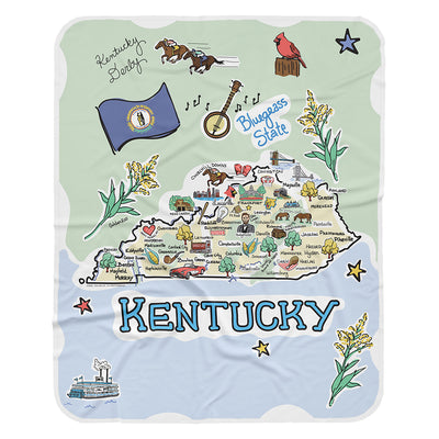 Kentucky Map Baby Blanket - JERSEY
