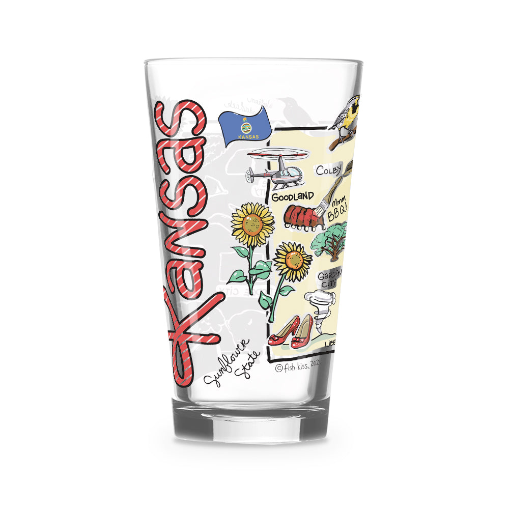Kansas Map Glass