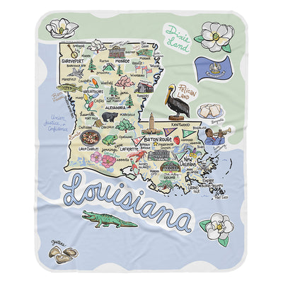 Louisiana Map Baby Blanket - JERSEY