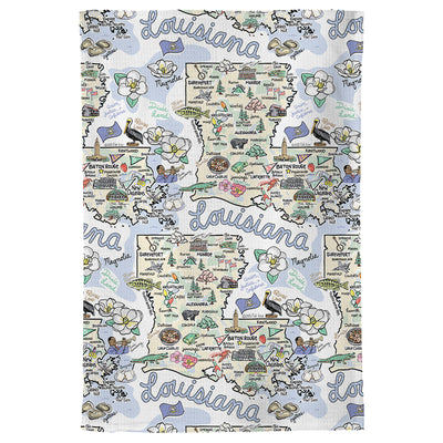 Louisiana Map Repeat Kitchen Towel