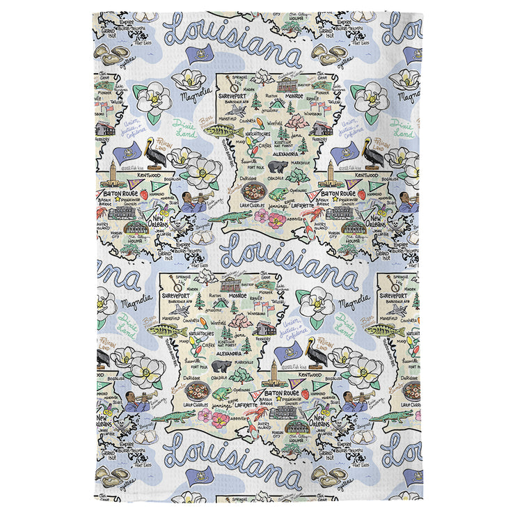 Louisiana Map Repeat Kitchen Towel