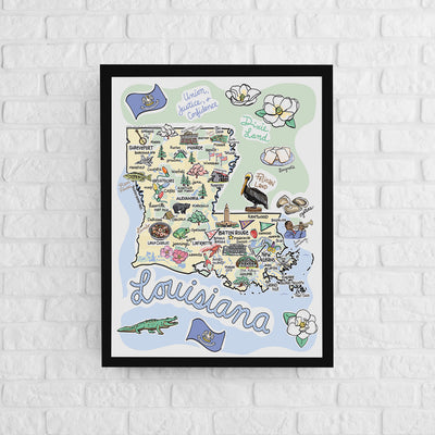 Louisiana Map Poster