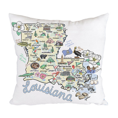 Louisiana Map Pillow