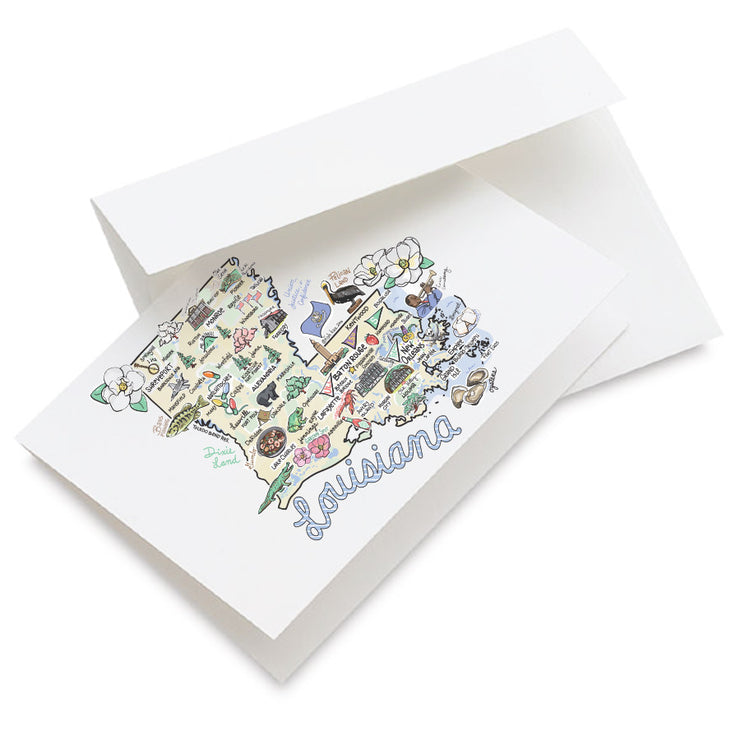 Louisiana Map Greeting Card