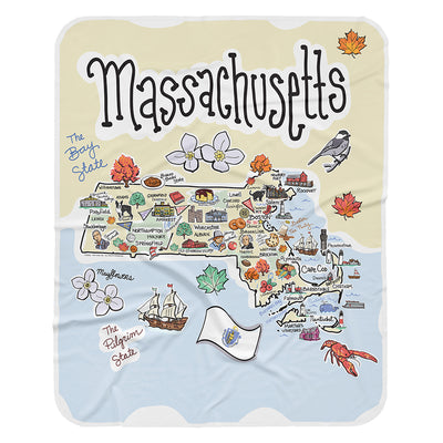 Massachusetts Map Baby Blanket - JERSEY