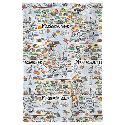 Massachusetts Map Repeat Kitchen Towel