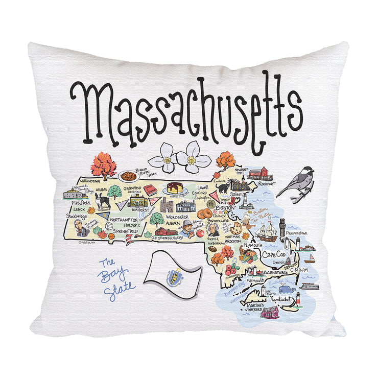 Massachusetts Map Pillow