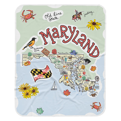 Maryland Map Baby Blanket - JERSEY