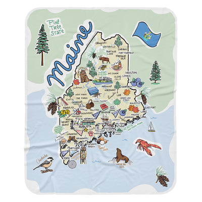 Maine Map Baby Blanket - JERSEY