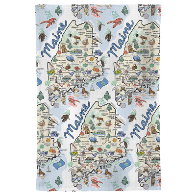 Maine Map Repeat Kitchen Towel