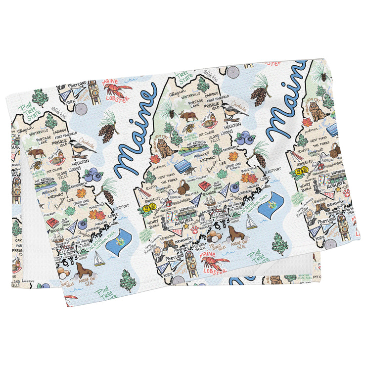 Maine Map Repeat Kitchen Towel