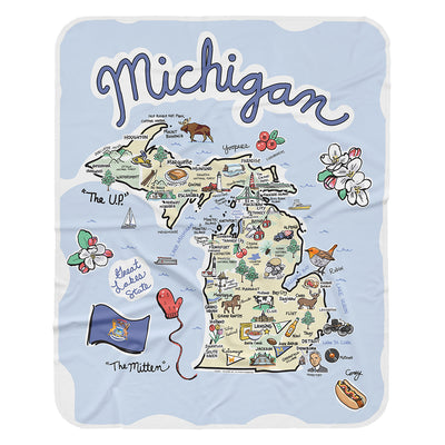 Michigan Map Baby Blanket - JERSEY