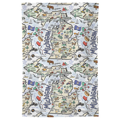 Michigan Map Repeat Kitchen Towel