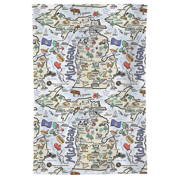 Michigan Map Repeat Kitchen Towel