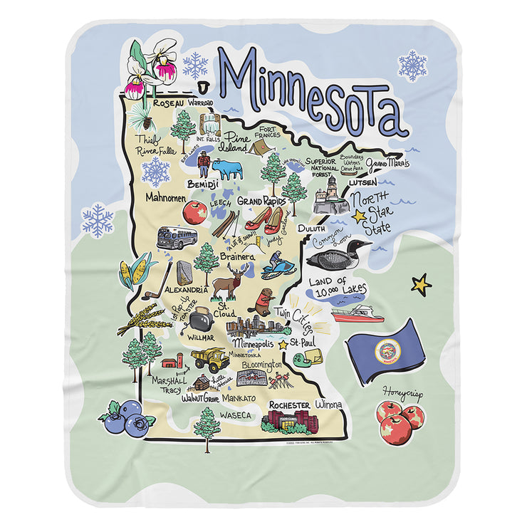 Minnesota Map Baby Blanket - JERSEY