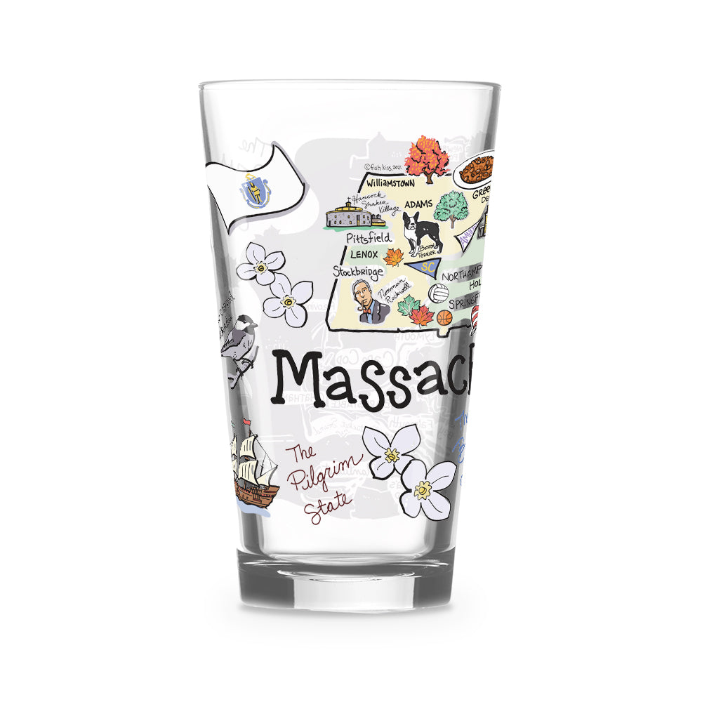 Massachusetts Map Glass