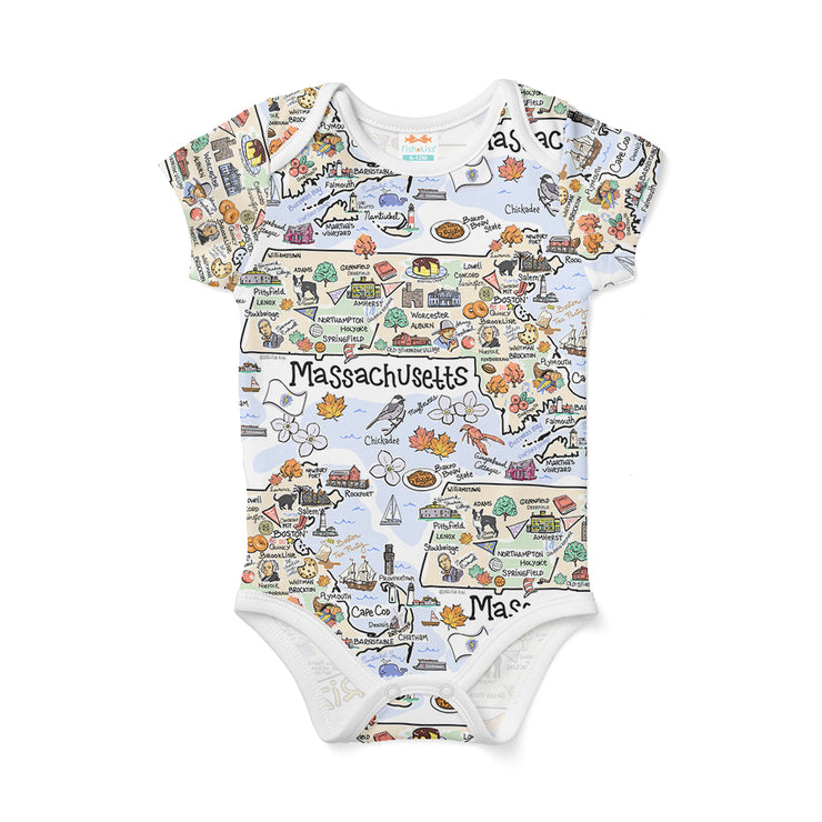 Massachusetts Map Baby One-Piece - JERSEY