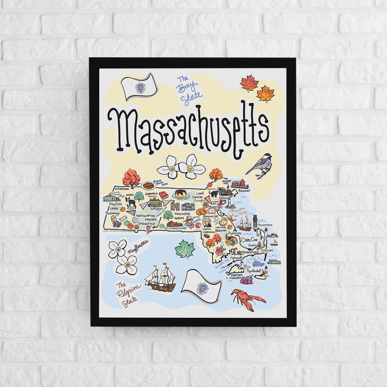 Massachusetts Map Poster – Fish Kiss