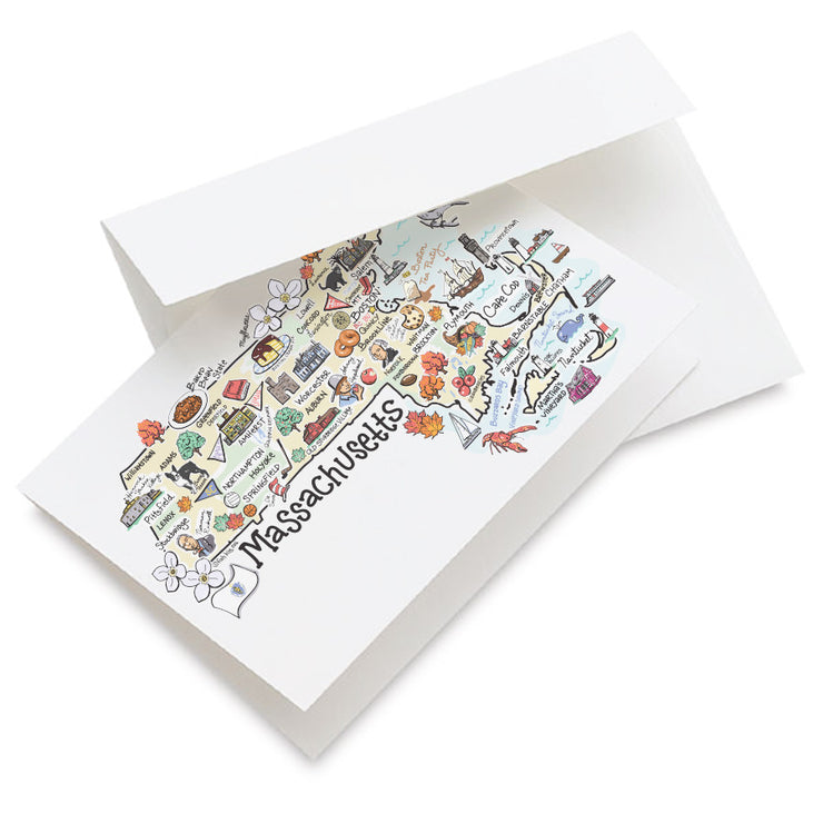 Massachusetts Map Greeting Card