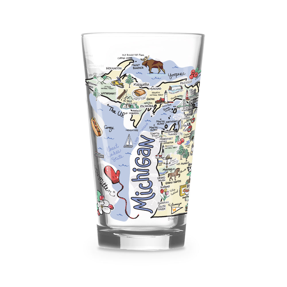 Michigan Map Glass
