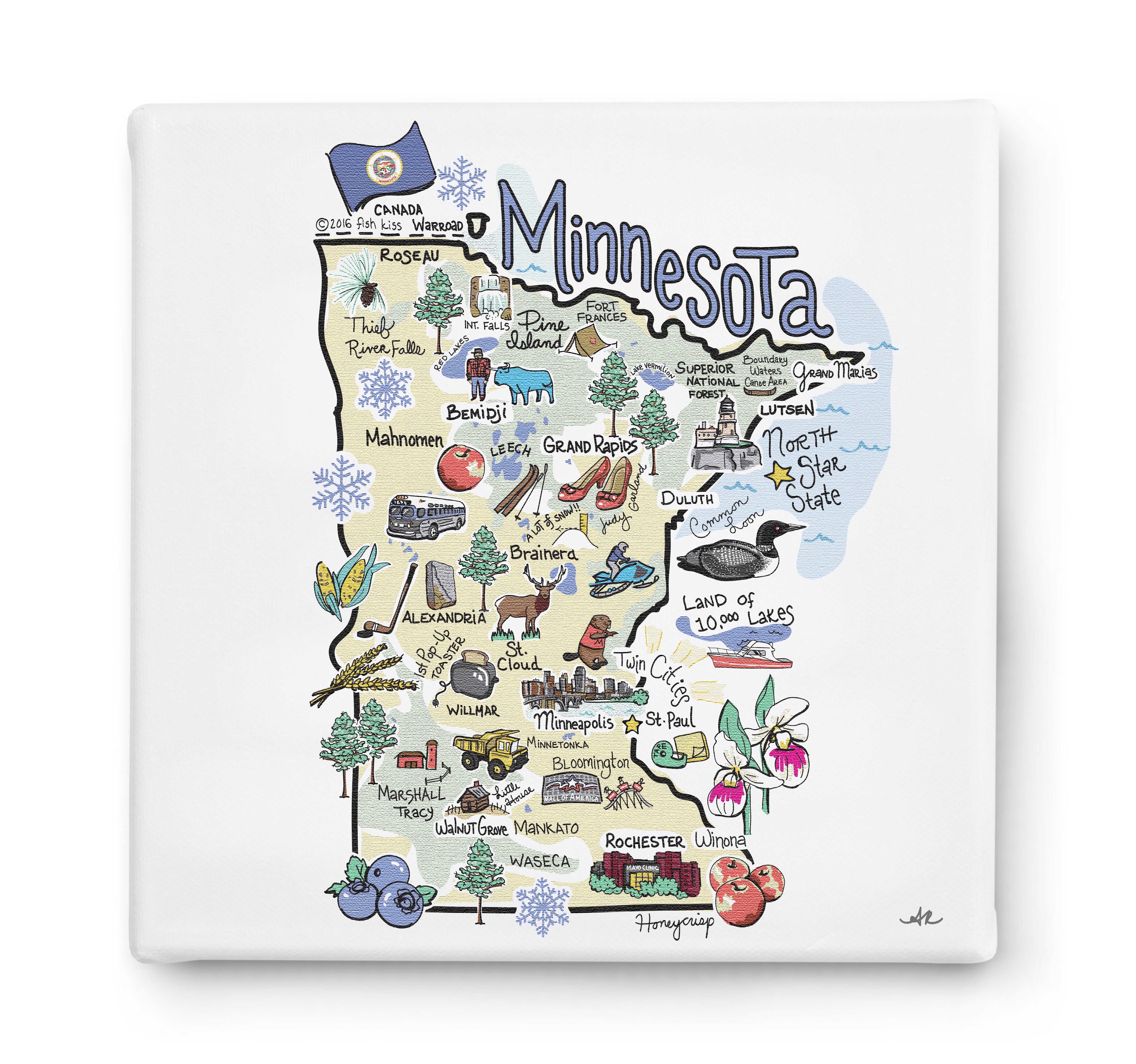 Minnesota Square Canvas Art