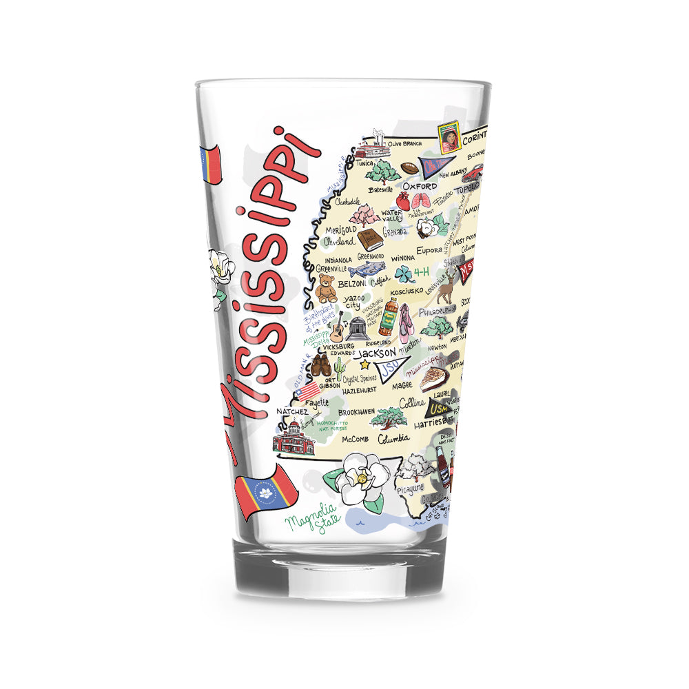 Mississippi Map Glass