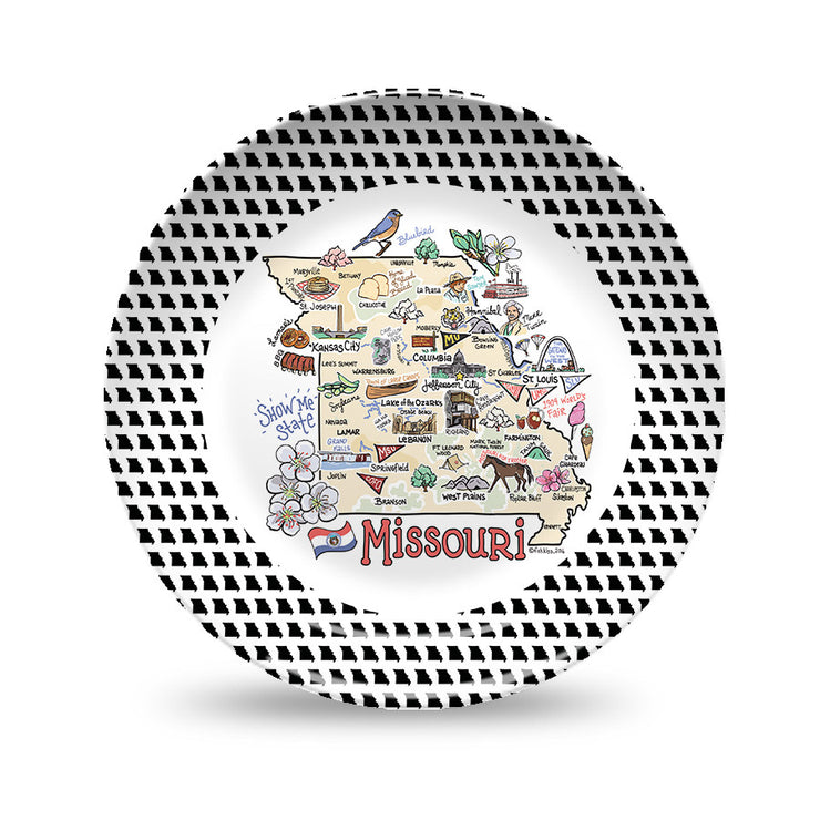 Missouri Map Black & White Plate