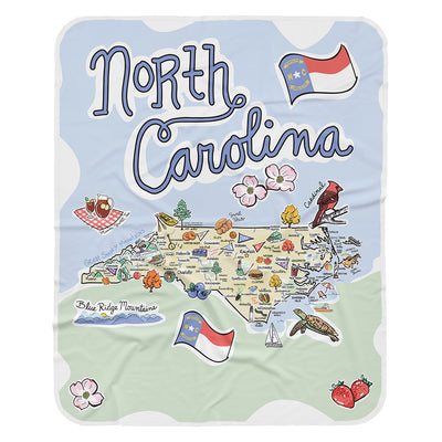 North Carolina Map Baby Blanket - JERSEY