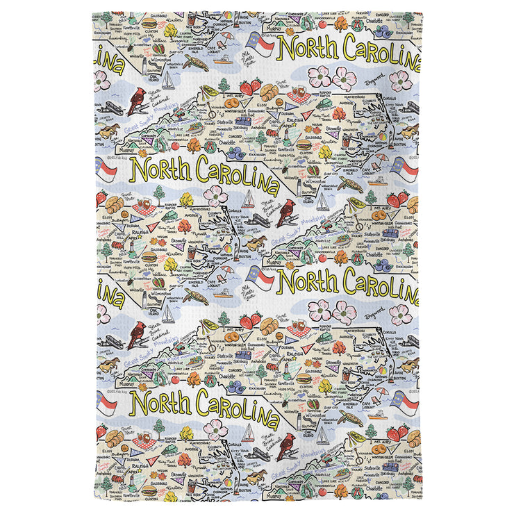 North Carolina Map Repeat Kitchen Towel