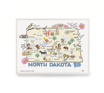 North Dakota Map Print