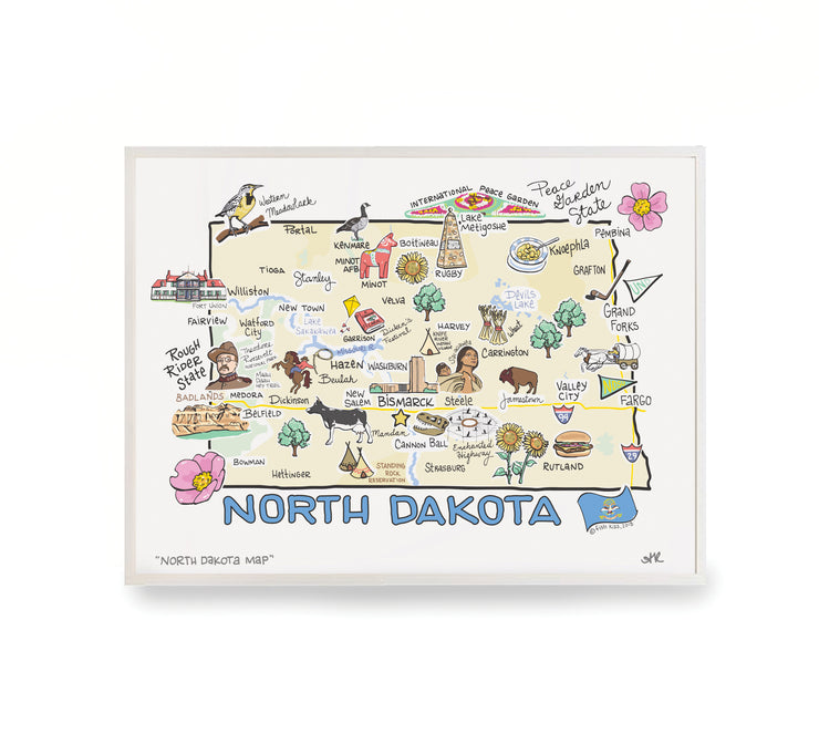 North Dakota Map Print